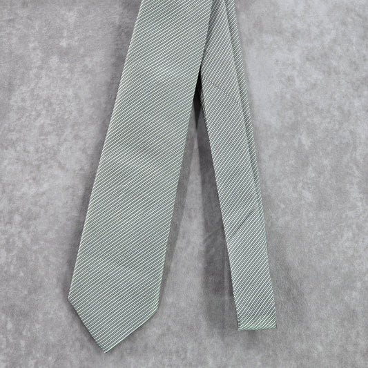 Kiss Ties Gray Black Silver Stripe Microfiber Men's Neck Tie NWOT