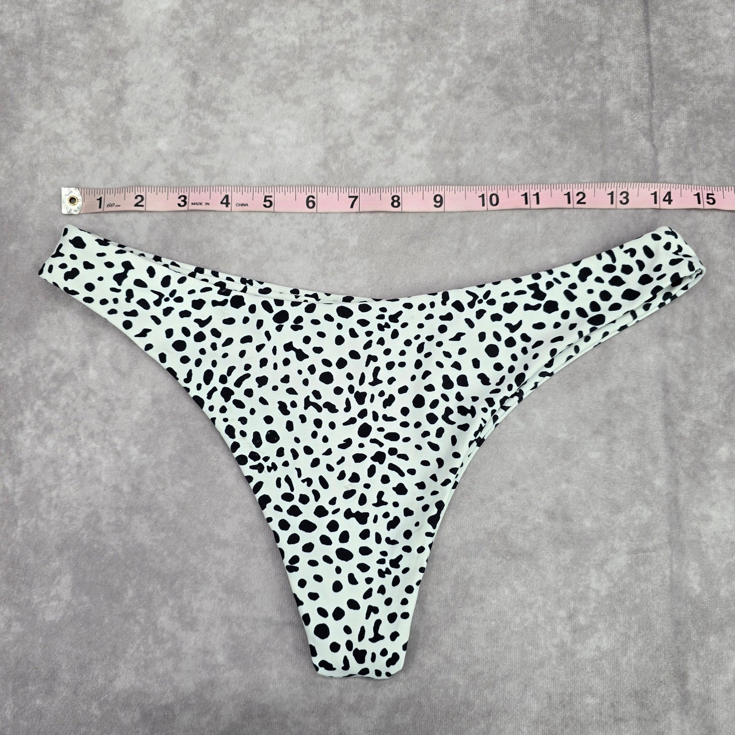 Shein Black White Dots Thong Bikini Bottom Swimwear Medium