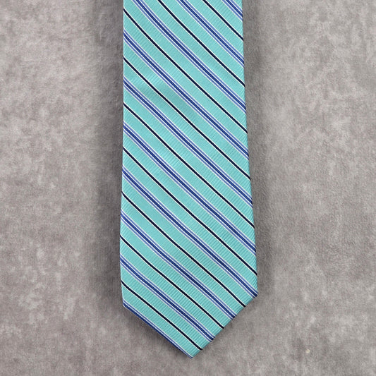 Saddlebred Blue Stripe Repp Geometric 100% Silk Men's Neck Tie