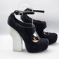 DV8 by Dolce Vita Genni Black Suede Pumps Heels Platform Retro Chunky Shoes 7.5