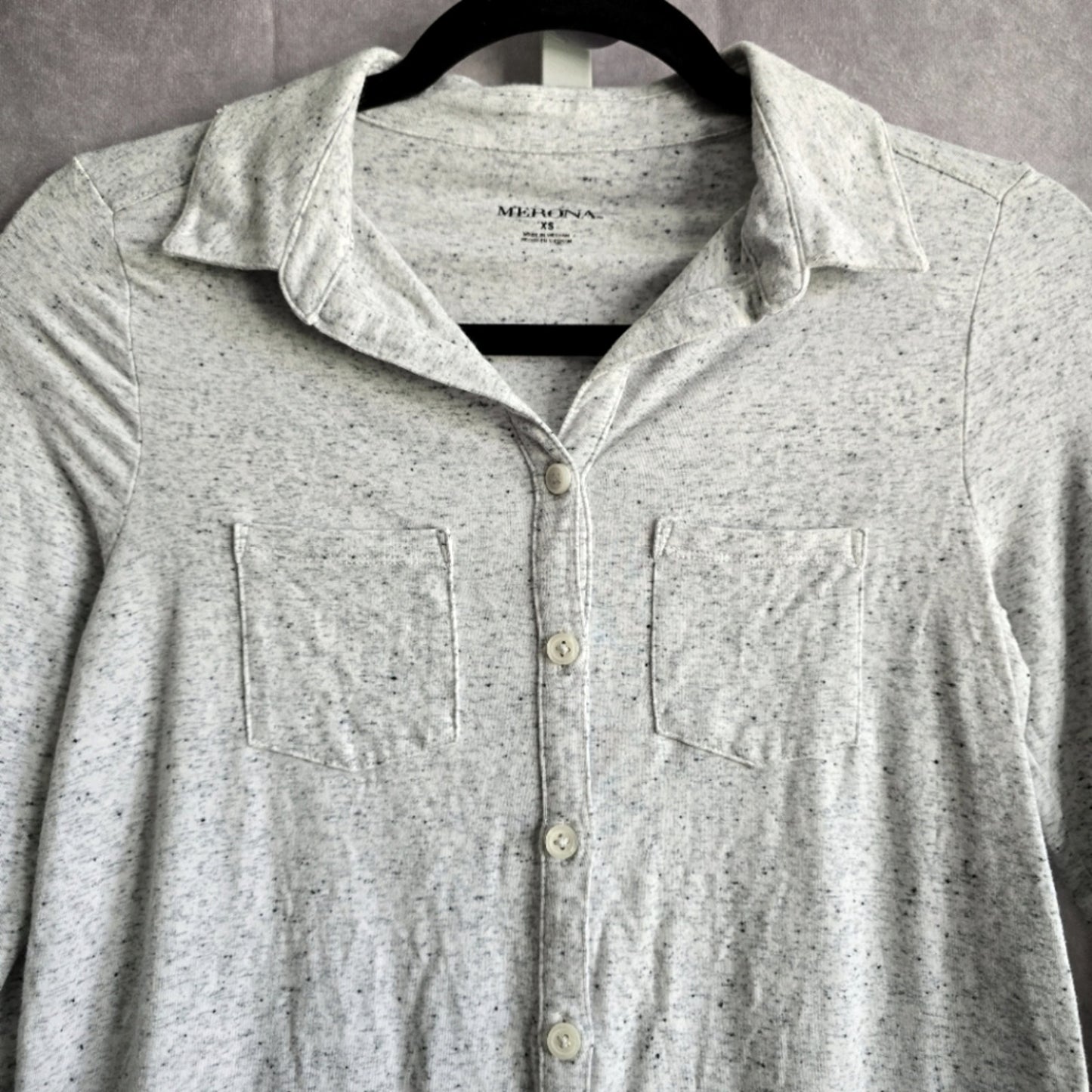 Merona Light Grey Double Button Pocket Top Blouse XS