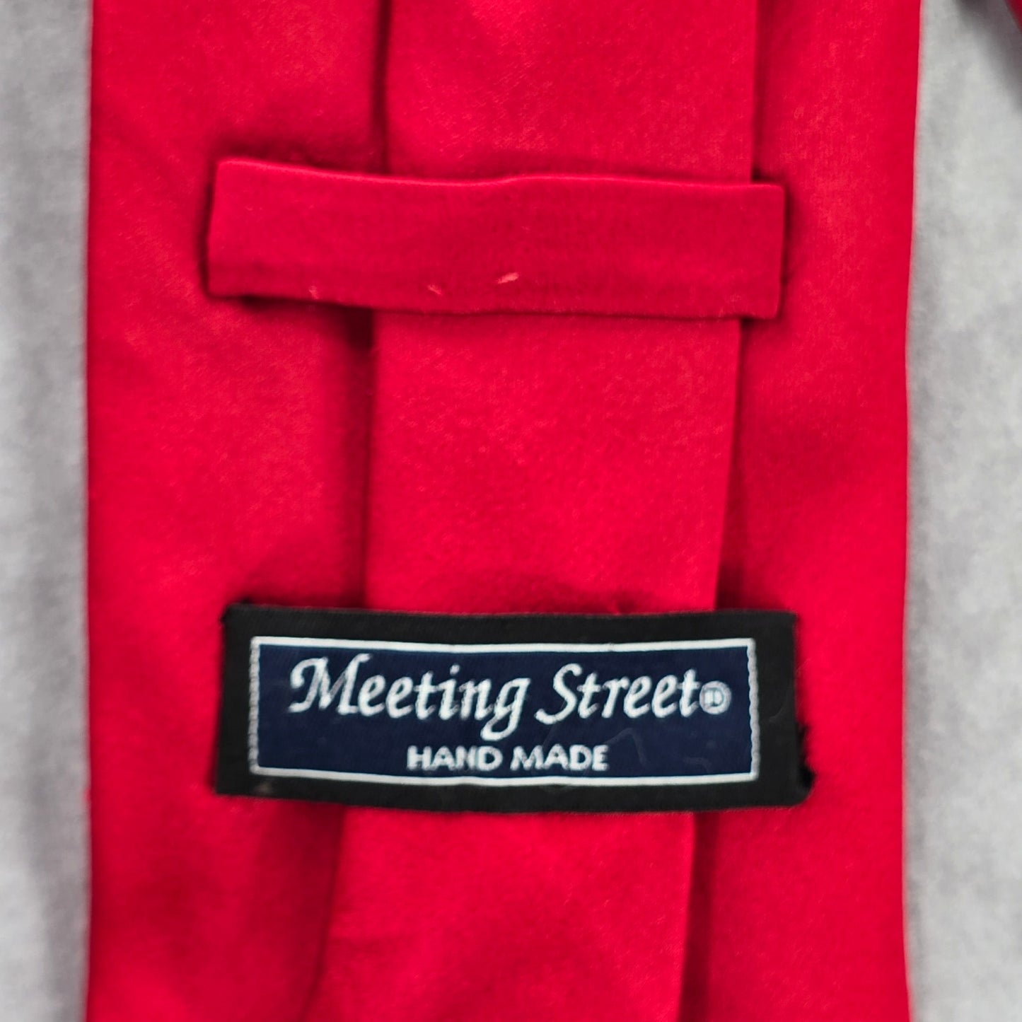 Meeting Street Red Solid Handmade 100% Silk Men's Neck Tie NWOT