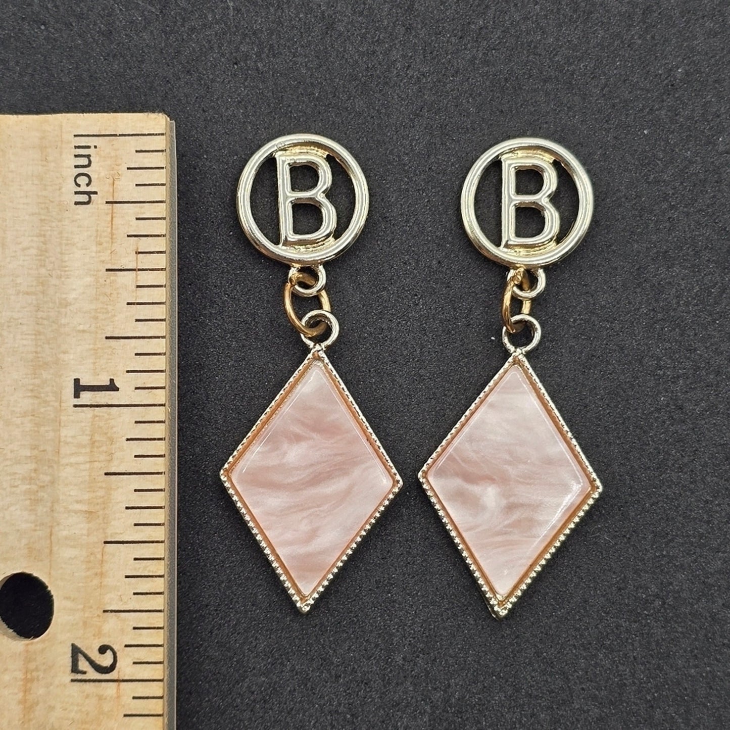 Zara Pink B Gold Diamond Dangle Earrings Fashion Jewelry E32