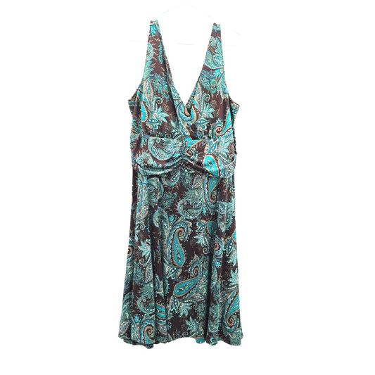 Cato Brown Green Floral Sleeveless Knee Length Dress Plus 22W