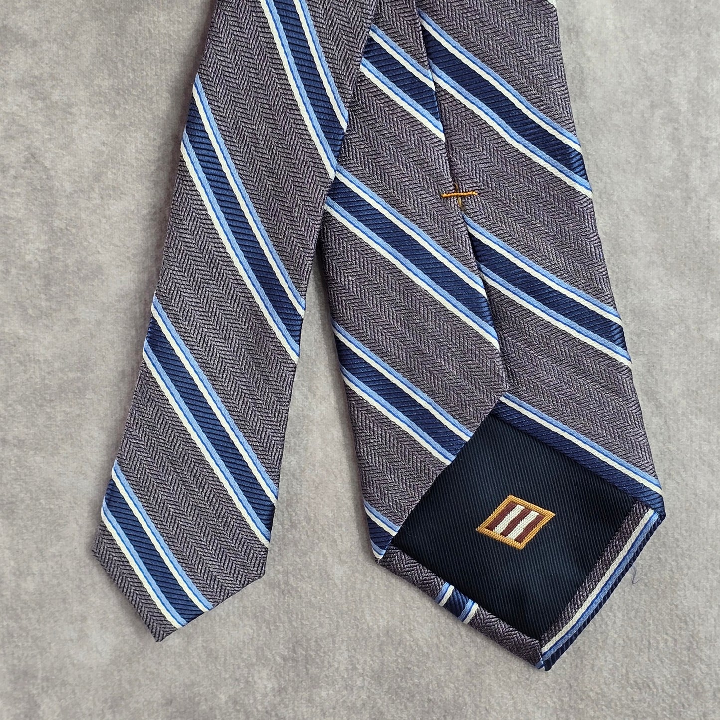 Joseph Abboud Gray Blue Striped Repp Geometric Silk Neck Tie Men's