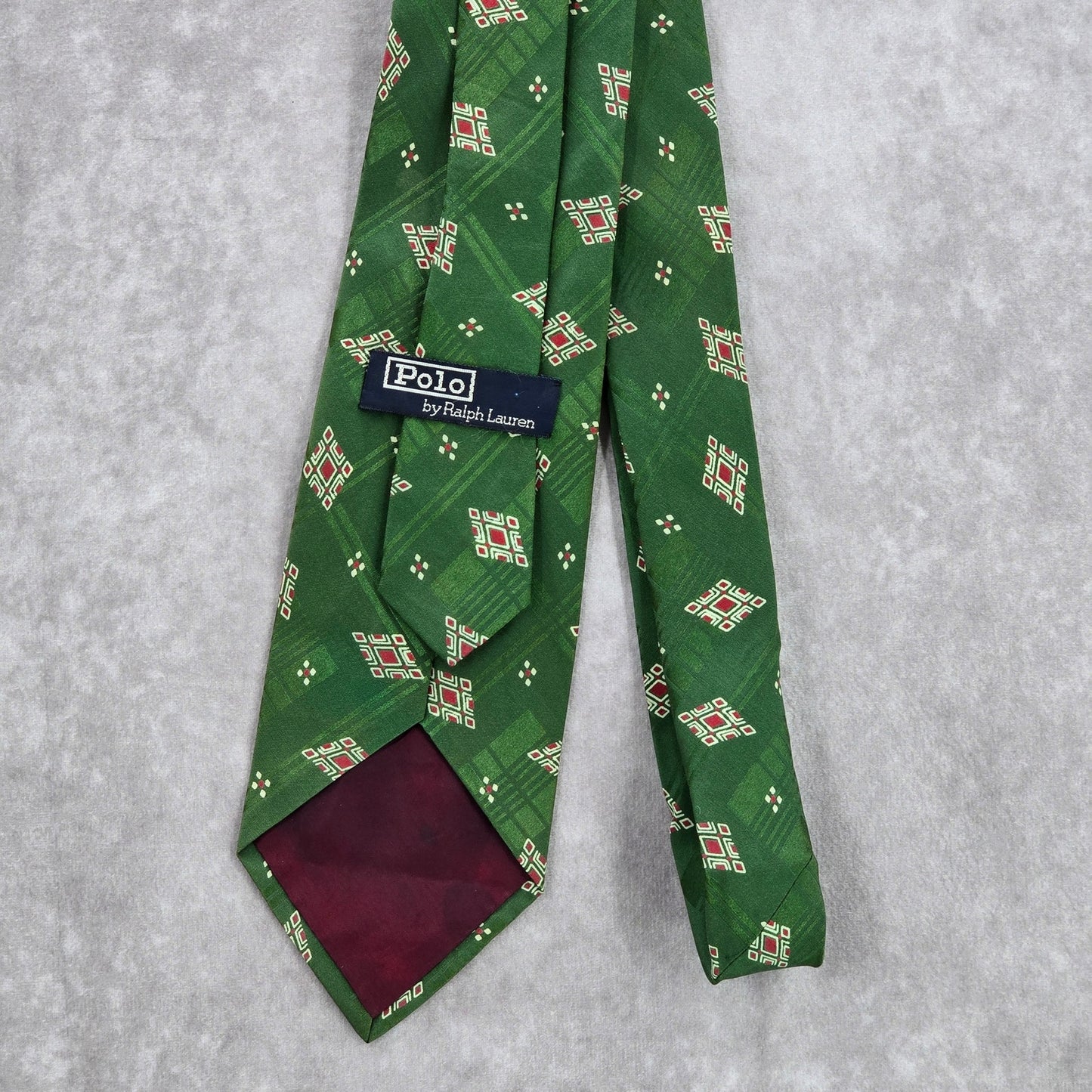 Polo by Ralph Lauren Green Red Geometric 100% Silk Men's Neck Tie NWOT