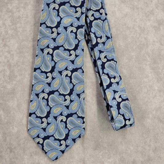 Tom James Executive Collection Blue Floral Paisley Men's Silk Neck Tie NWOT