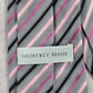 Geoffrey Beene Gray Pink Black Purple Stripe Geometric 100% Silk Neck Tie NWOT