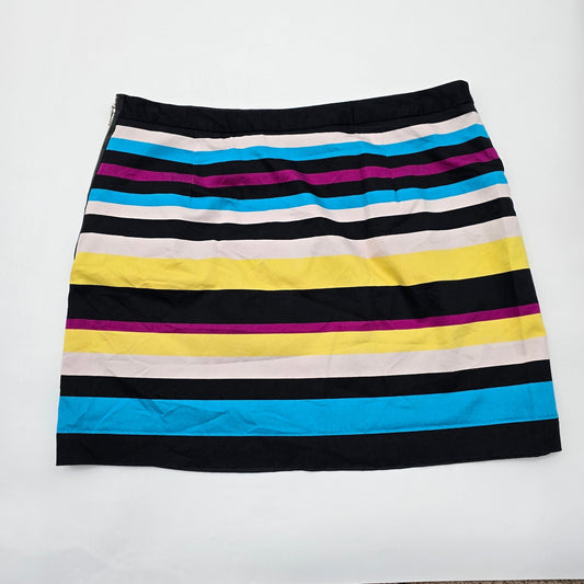 Worthington Black Yellow Stripe Zip Short Skirt Plus 18