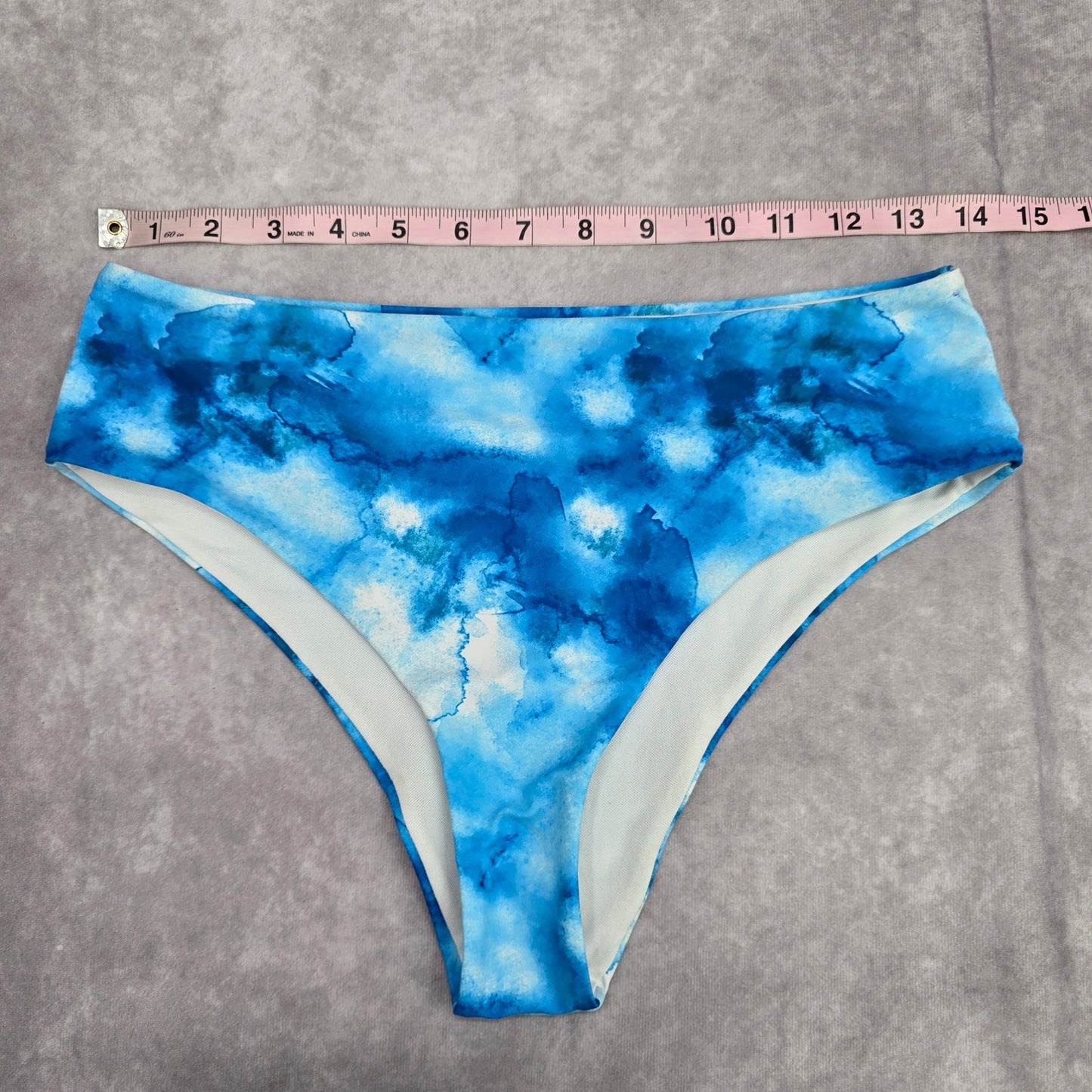 Shein Blue White Thong Cheeky Bikini Bottom Swimwear Medium