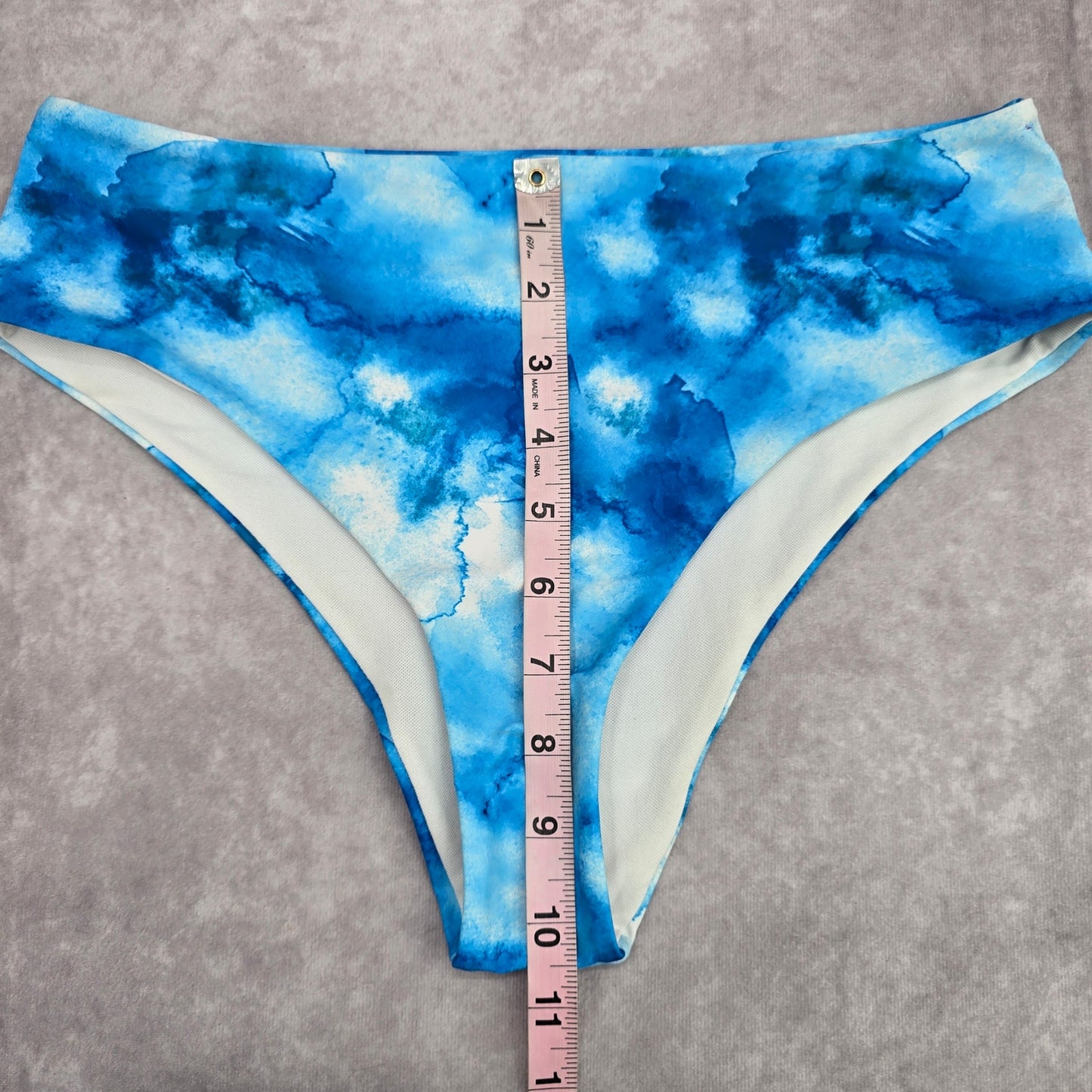 Shein Blue White Thong Cheeky Bikini Bottom Swimwear Medium