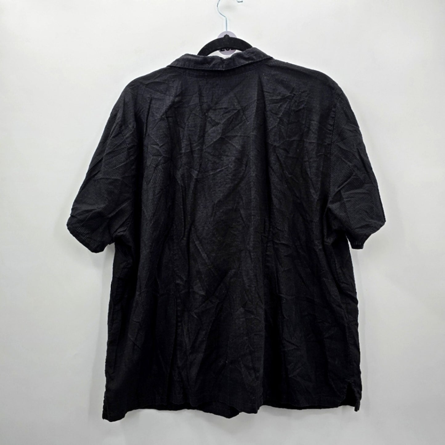 Sunbay Cotton Plus Black Short Sleeve Button Down Top 1XL