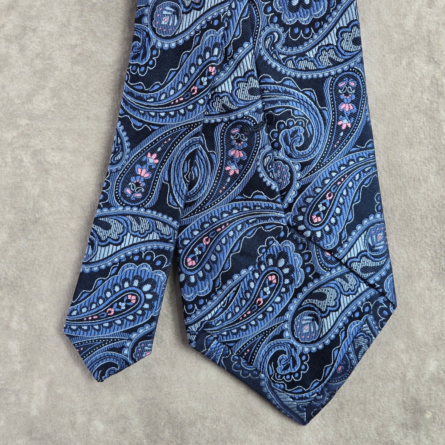 Beau Brummel Soho Blue Floral Paisley 100% Silk Handmade Mens Neck Tie