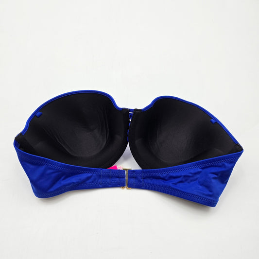 Victoria's Secret Blue Padded Strapless Bikini L Top Swimwear Large 32DD