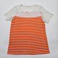 Cato Orange White Stripe Lace Short Sleeve T-shirt Tee L Blouse Top Shirt Large