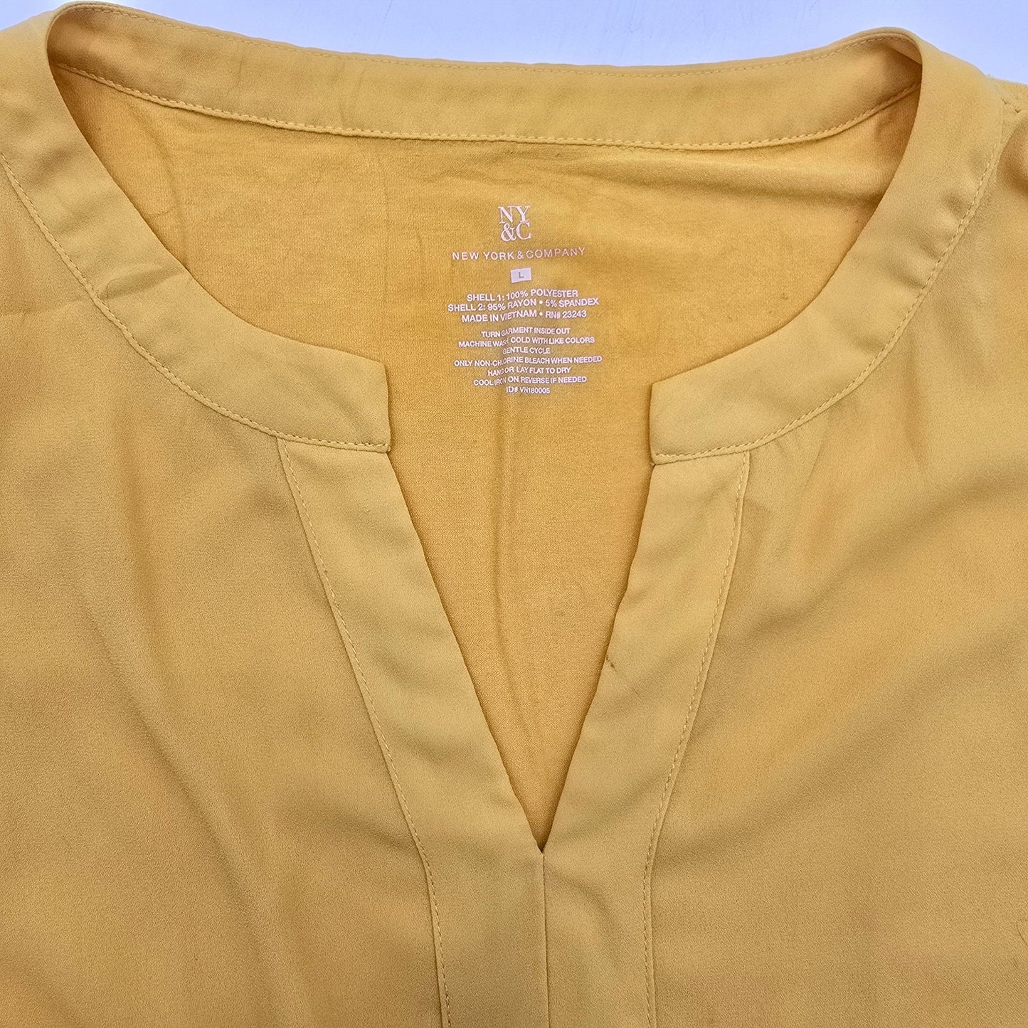 New York and Company Yellow Sleeveless L Blouse Top Shirt Large