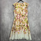 DB Established 1962 White Pink Floral Ruffle Sleeve Flare Knee Length Dress 12