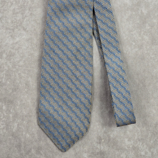 Robert Talbott Blue Orange Weave Geometric Repp Stripe Silk Men's Neck Tie