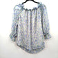 Jodifl Blue Green Floral Ruffle Blouse Top Small