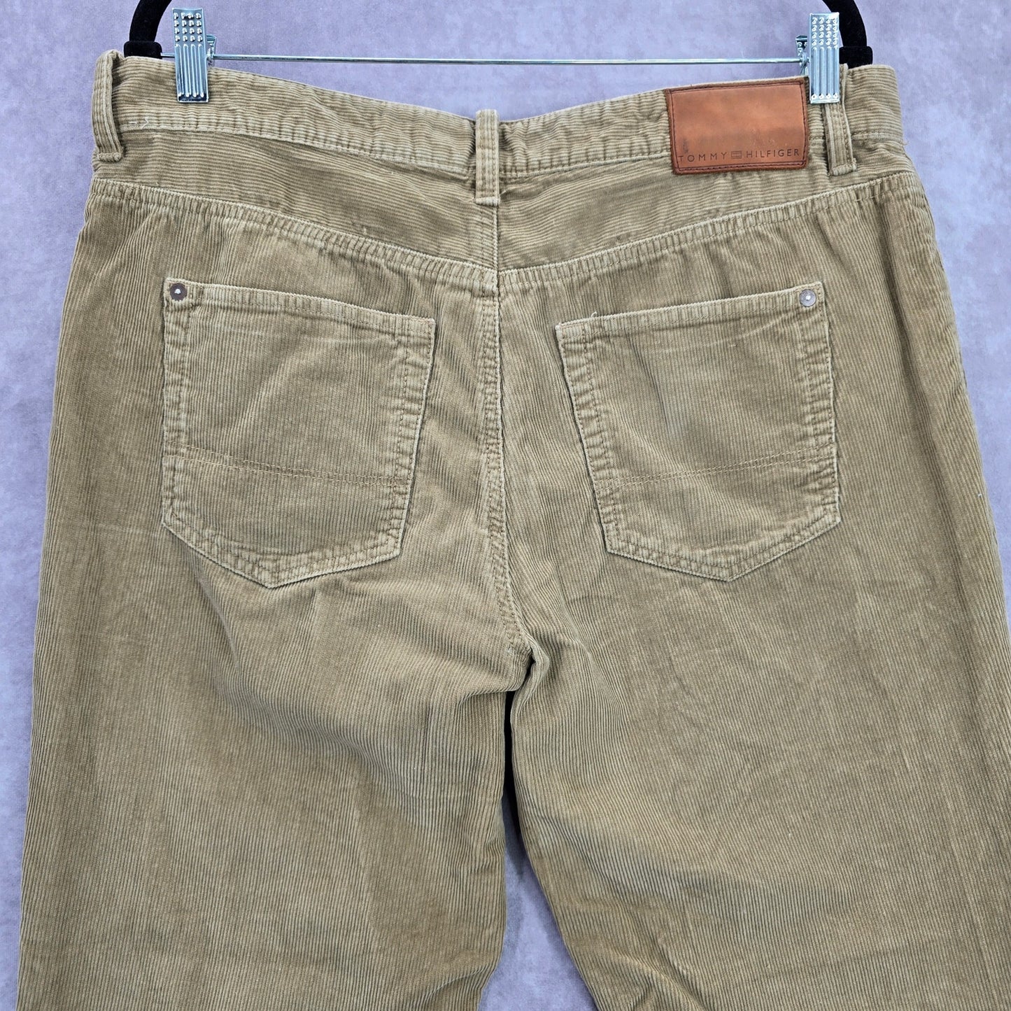 Tommy Hilfiger Tan Khaki Corduroy Straight Slim Stripe Pants Bottoms Men's 36x30