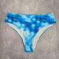 Shein Blue White Thong Cheeky Bikini Bottom Swimwear Medium