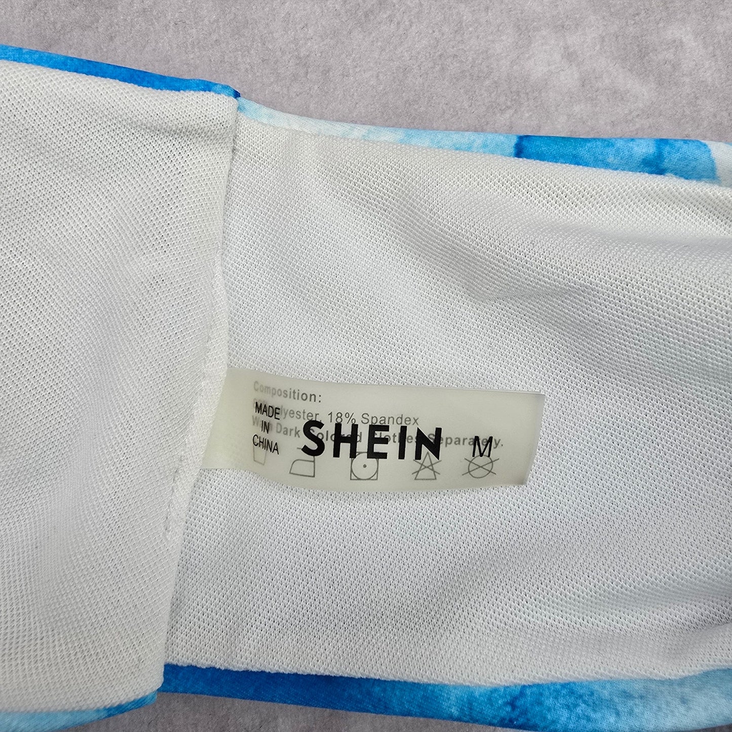 Shein Blue White Thong Cheeky Bikini Bottom Swimwear Medium