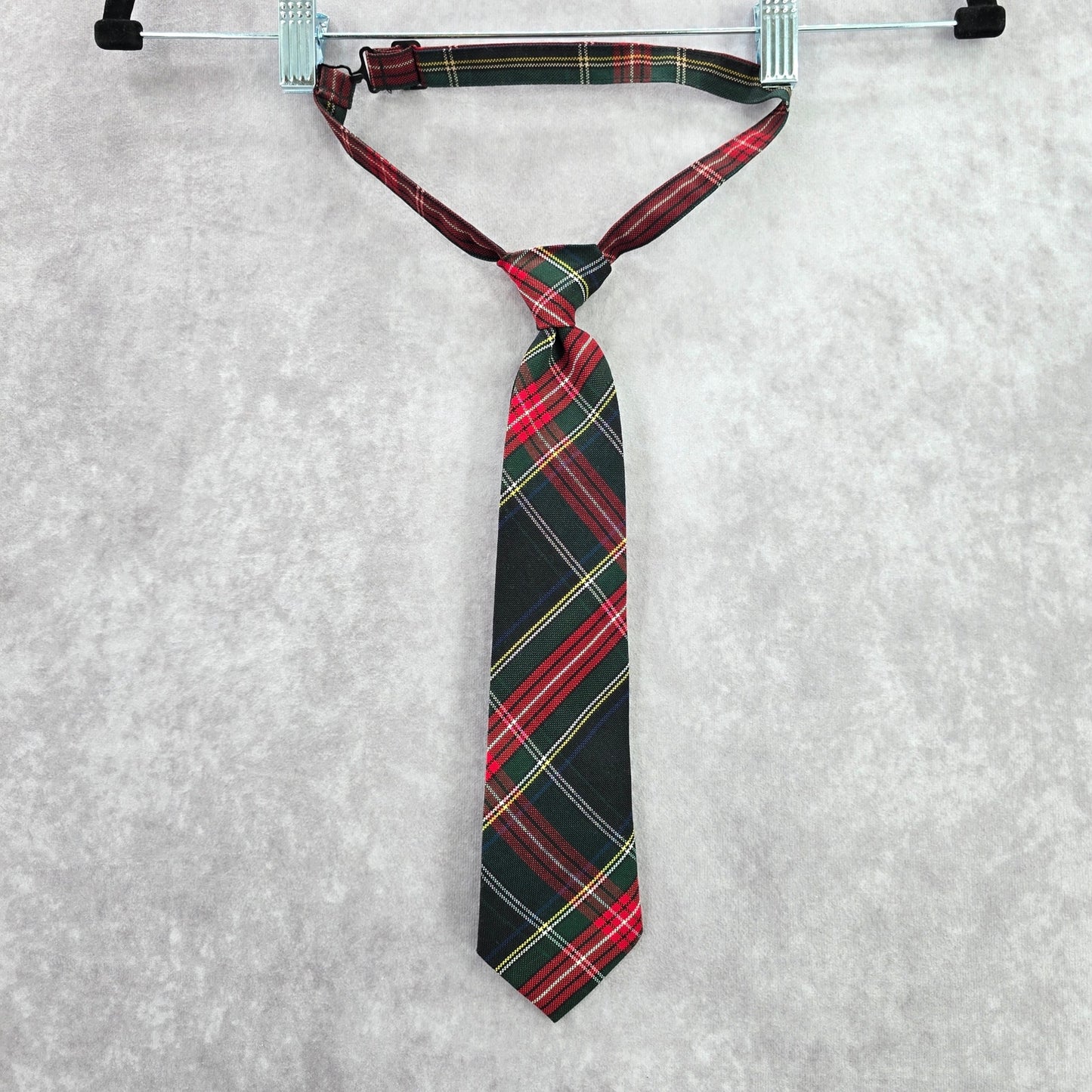 Flynn O'Hara Uniform Red Green Blue Plaid Tartan Adjustable Clip Youth Tie 14