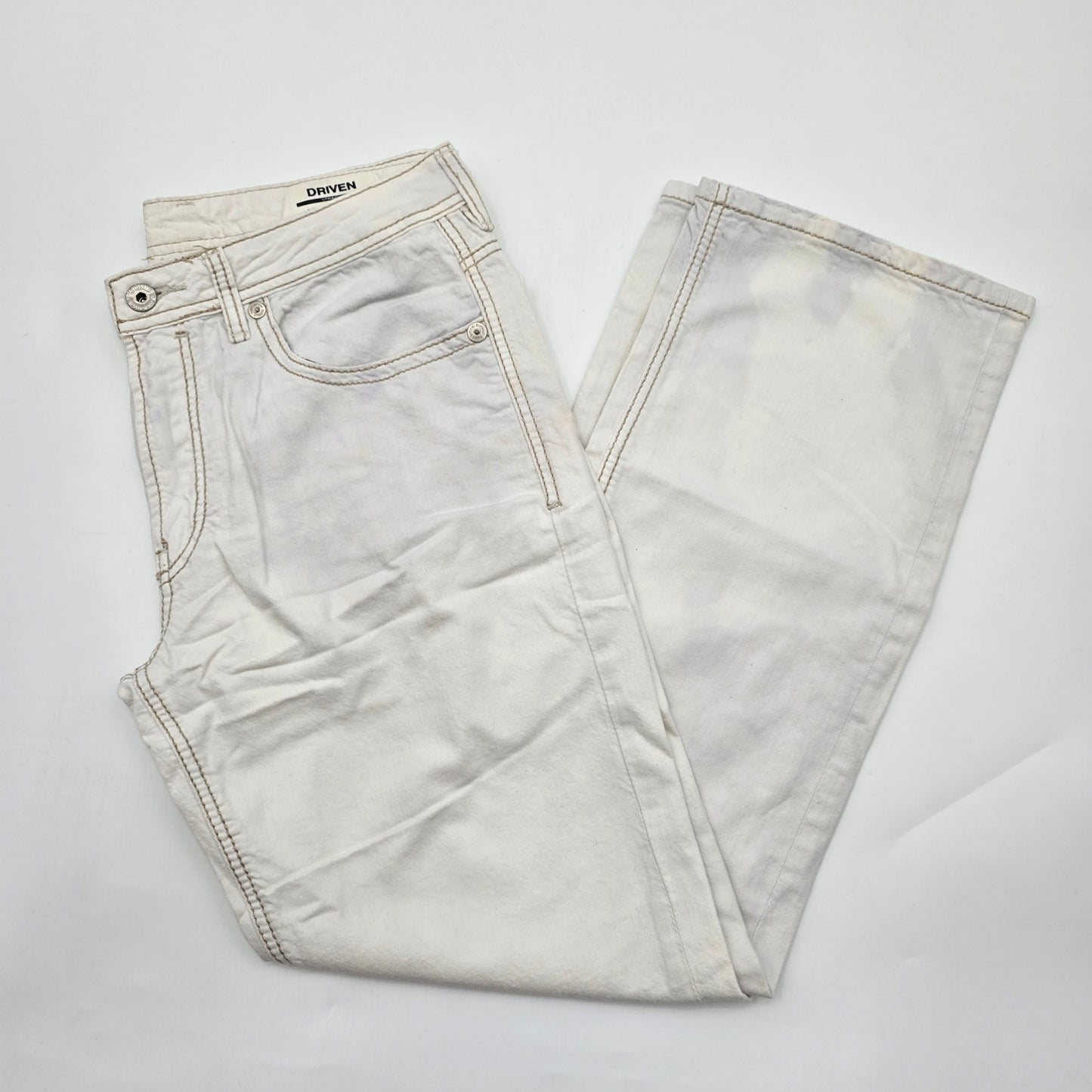 Buffalo David Bitton White Denim Jeans Pants Bottoms Mens Straight 34x30