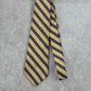 Brooke Brothers Makers Stripe Gold Blue Repp Executive Silk Neck Tie Men's