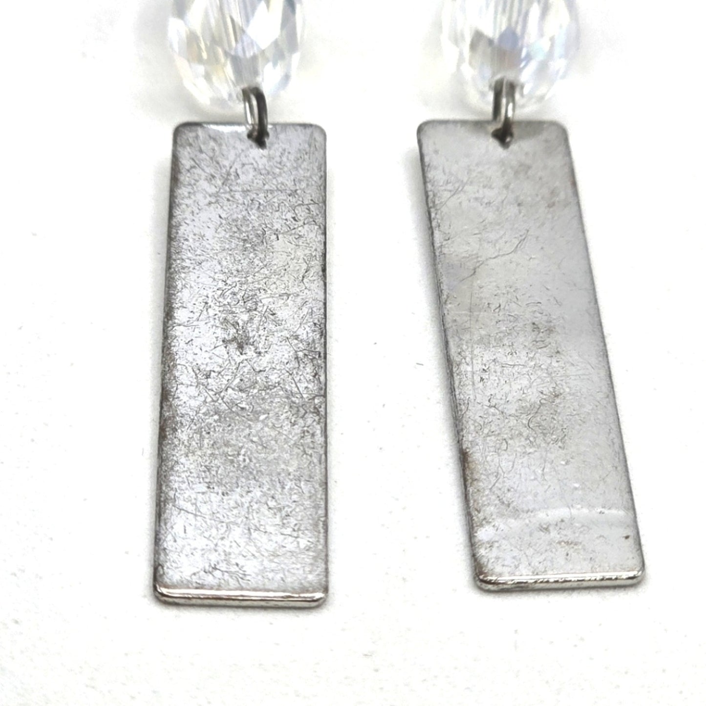 Zara Silver Tarnished Tone Bead Bar Dangle Hook Earrings Fashion Jewelry E25