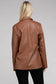 Sleek Pu Leather Blazer with Front Closure