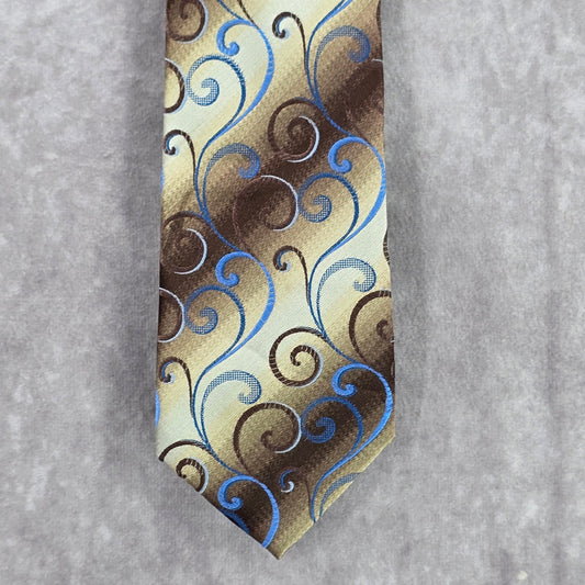 Van Heusen Brown Floral Stripe Swirl 68% Silk 32% Poly Men's Neck Tie NWOT