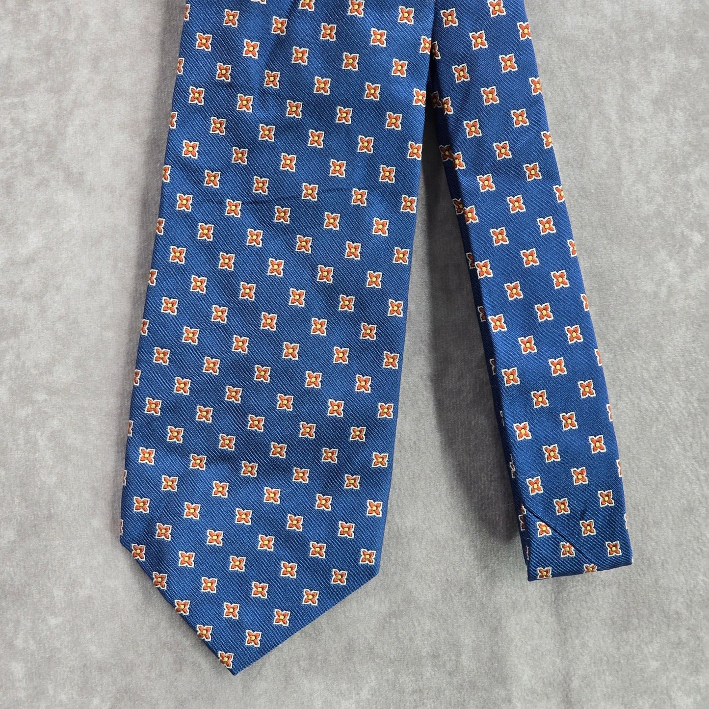 Lands' End Blue Floral Geometric 100% Silk Men's Neck Tie NWOT