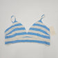 A New Day Blue & White Linen Bungalow Beach Bikini Top Cropped Bra Tank Top L