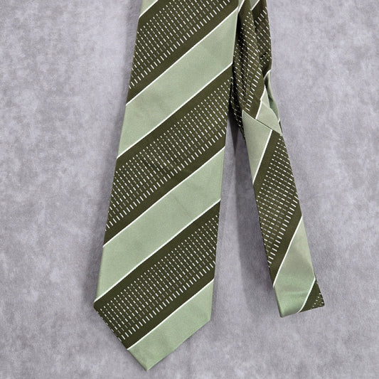 Geoffrey Beene Green White Stripe 100% Silk Men's Neck Tie NWOT