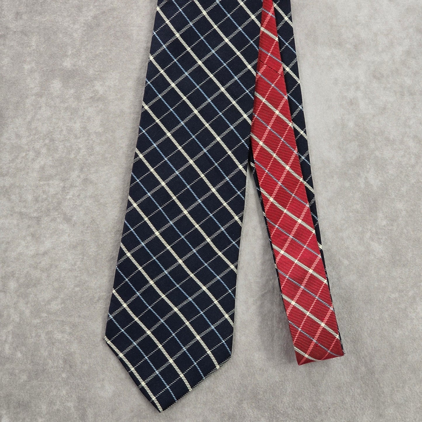 Tommy Hilfiger USA Blue Red Striped Silk Executive Plaid Geometric Neck Tie Men