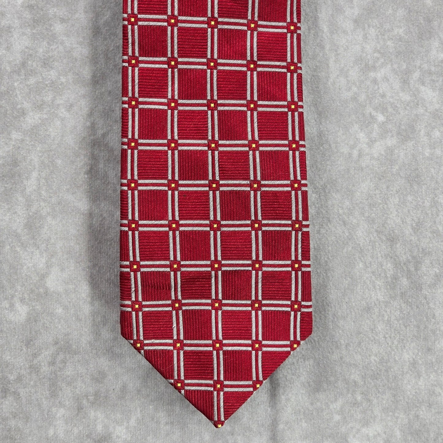 Jos. A. Bank Red White Stripe Geometric 100% Silk Men's Neck Tie NWOT