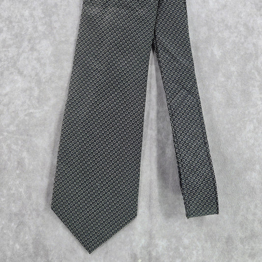 Roundtree & Yorke Black Geometric Silk Handmade Extra Long Men's Neck Tie NWOT