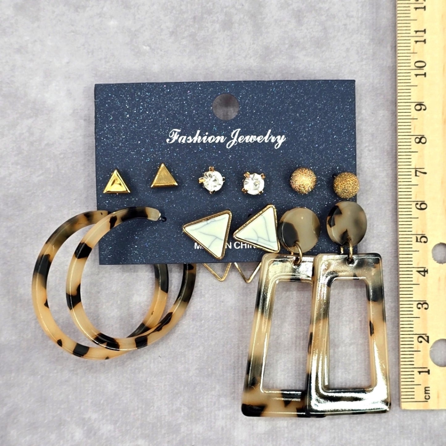 Zara Cream Animal Print Stud Gold Hoop Dangle Earrings Fashion Jewelry JB2-34