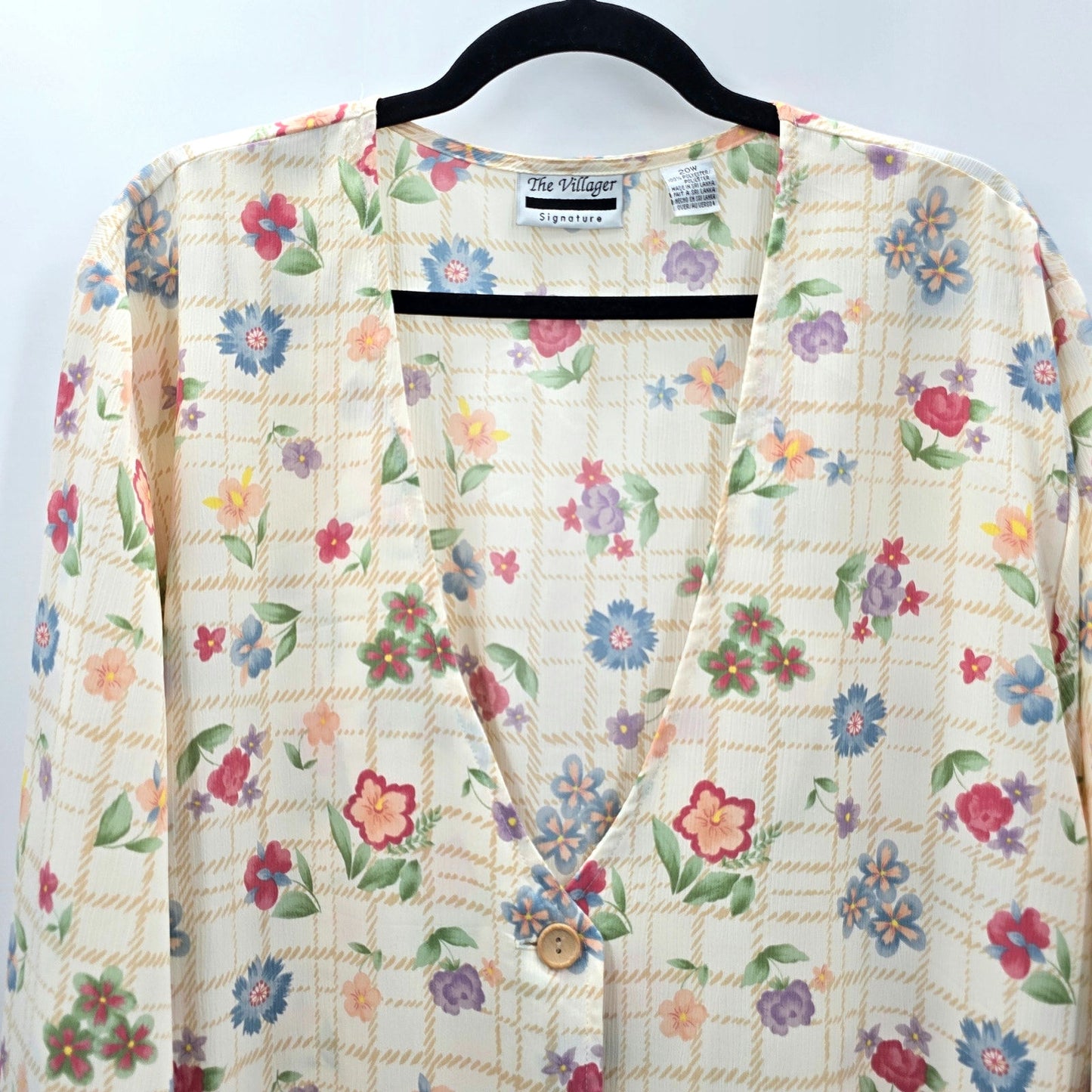 The Villager Cream Floral Button Long Sleeve Blouse Top Shirt Plus 20W