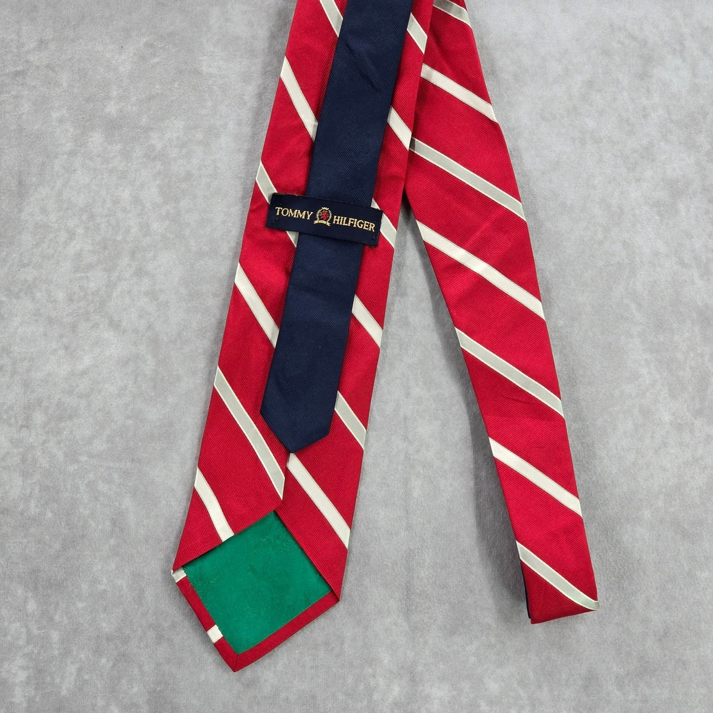 Tommy Hilfiger Red White Blue Stripe 100% Silk Men's Neck Tie NWOT