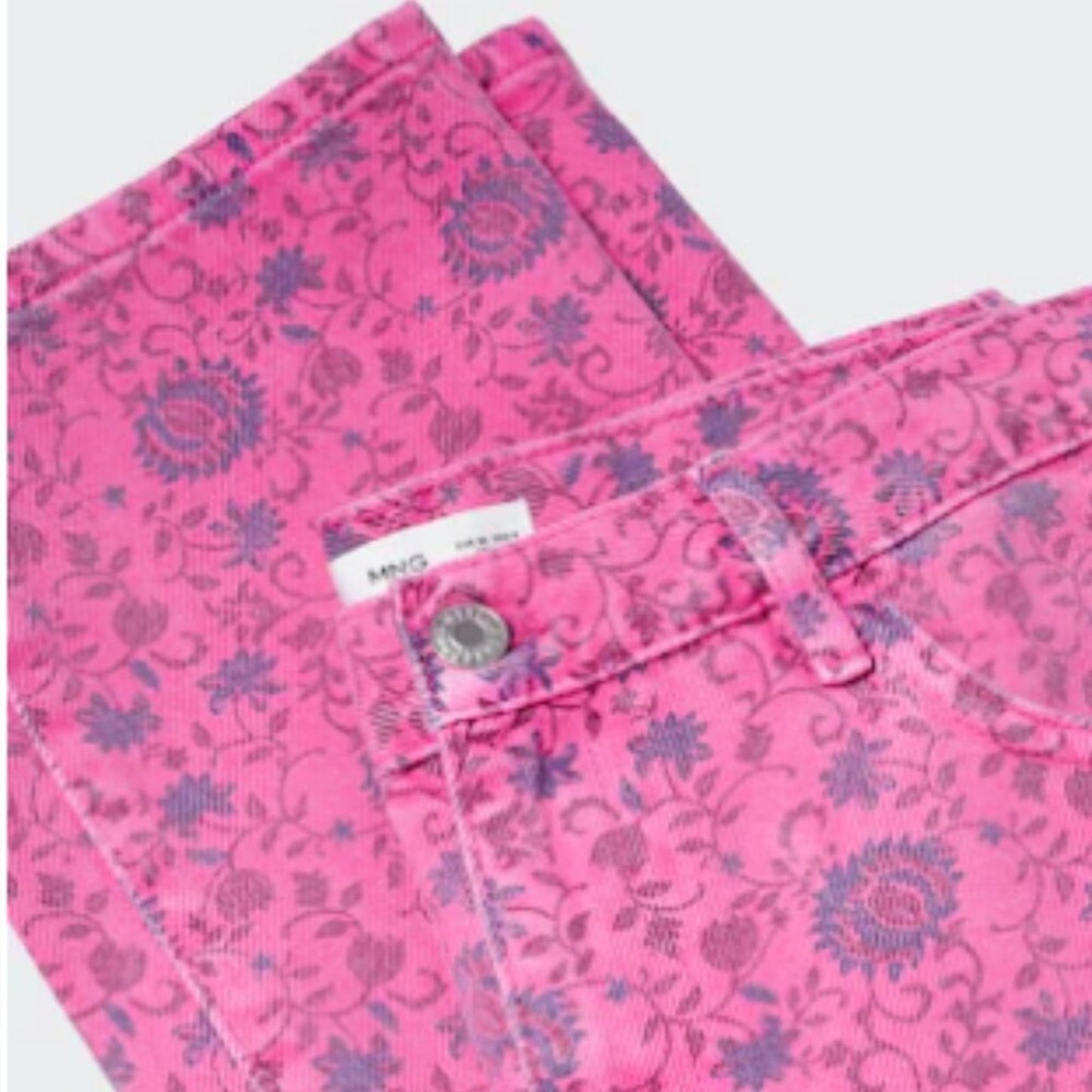 Mango MNG Printed Straight Pink Fuchsia Floral Jeans NWT Size 6