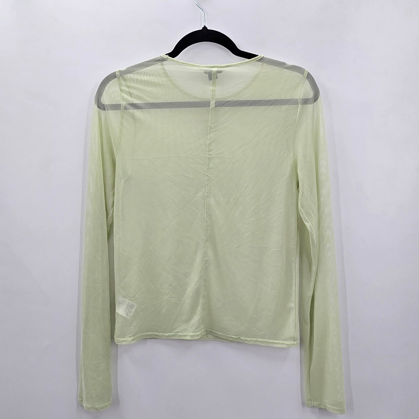 American Eagle Outfitters Green Sheer Long Sleeve Mesh L Blouse Top Shirt Large