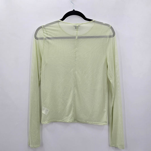 American Eagle Outfitters Green Sheer Long Sleeve Mesh L Blouse Top Shirt Large