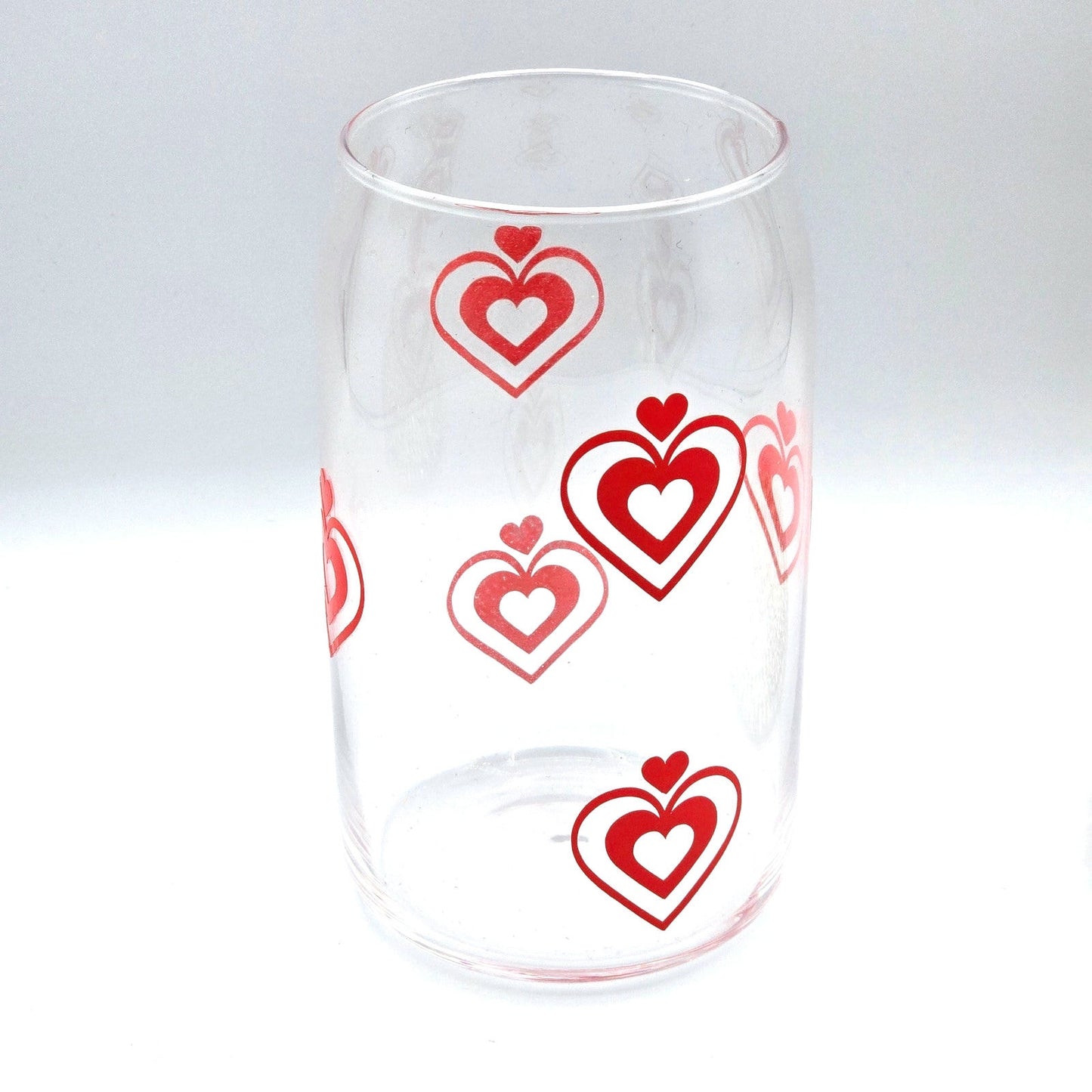 Red Hearts 16oz Beer Can Glass Cup NWT