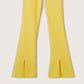 Mango MNG Side Slit Knit Pants Yellow NWT Large