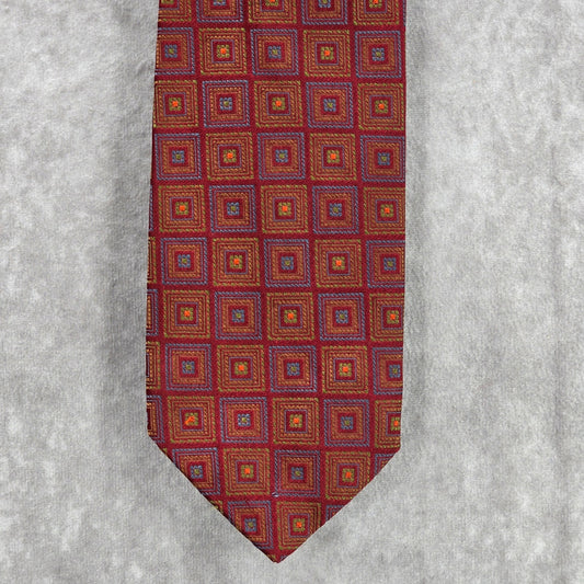 Robert Talbott Red Geometric Hand Sewn Silk Men's Neck Tie NWOT