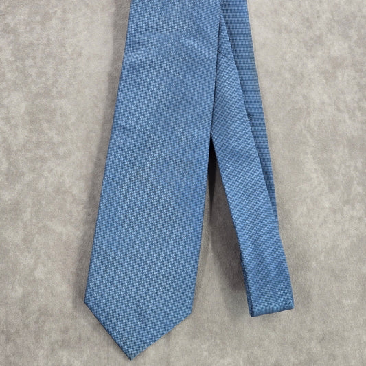 Vistini Blue Solid Box Checkered Pattern Men's Neck Tie NWOT