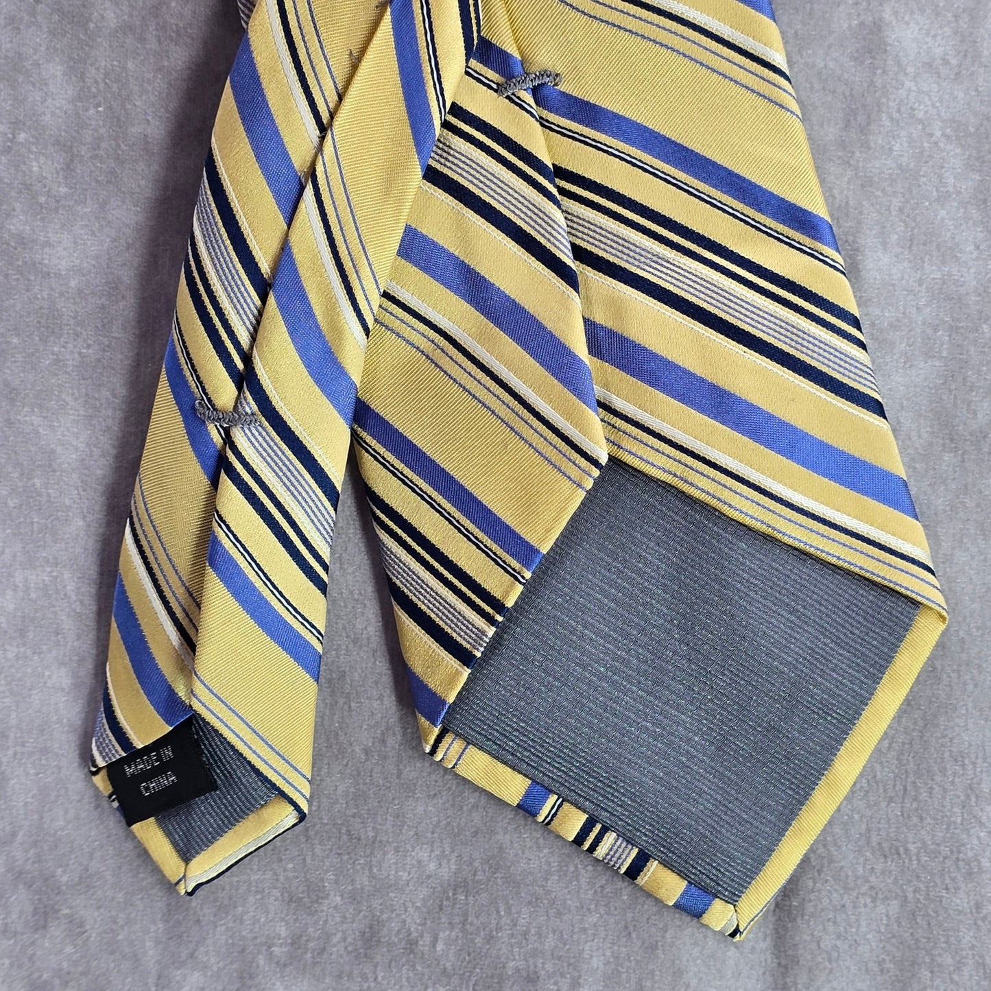 Lord & Taylor Metropolitan Yellow Stripe 100% Silk Men's Neck Tie NWOT