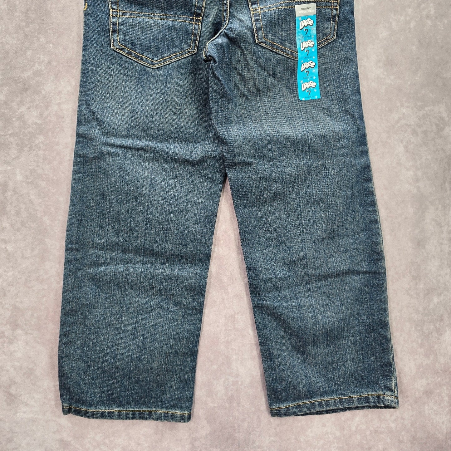 Old Navy Loose Boys Blue Adjustable Waist Relaxed Fit Leg Jeans 7 Regular